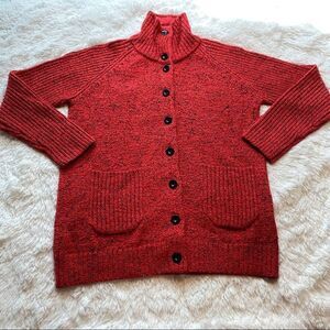 Draper’s & Damon’s Buttoned Red Tweed Cardigan Sweater Size Large